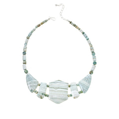 Jay King Sterling Silver Banded White Quartzite Necklace 18" Mine Finds