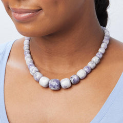 Jay King Sterling Silver Violet Stone Graduated Bead Necklace 18" .925
