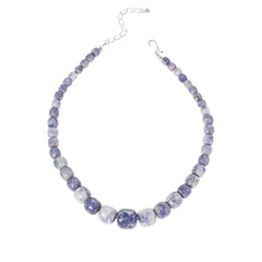 Jay King Sterling Silver Violet Stone Graduated Bead Necklace 18" .925