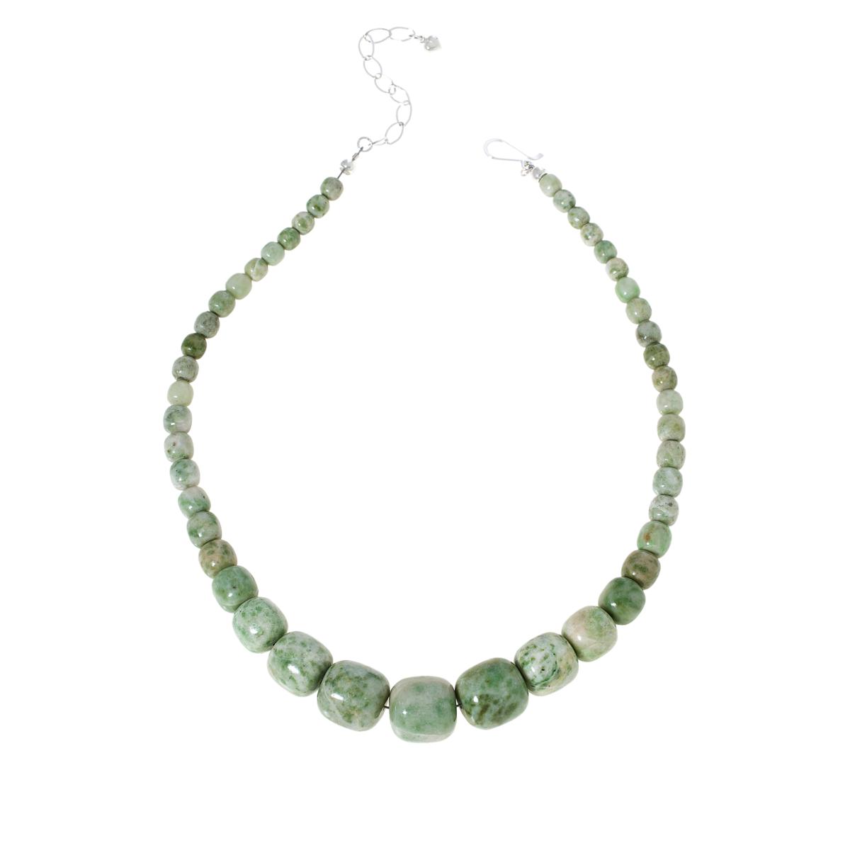 Jay King Sterling Silver Hami Melon Zoisite Bead Necklace 18" .925 Green
