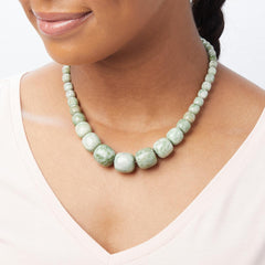 Jay King Sterling Silver Hami Melon Zoisite Bead Necklace 18" .925 Green
