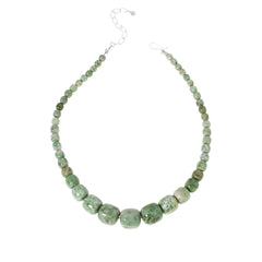 Jay King Sterling Silver Hami Melon Zoisite Bead Necklace 18" .925 Green