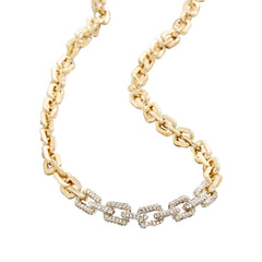 BaubleBar Lucy Goldtone Clear Stone Cable Chain Necklace | 18" Statement Chain