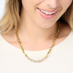 BaubleBar Lucy Goldtone Clear Stone Cable Chain Necklace | 18" Statement Chain