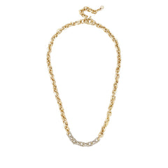 BaubleBar Lucy Goldtone Clear Stone Cable Chain Necklace | 18" Statement Chain