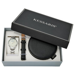 Kessaris Interchangeable Strap Watch & Travel Jewelry Case | 2-in-1 Set Black