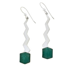 Jay King Sterling Silver Emerald Zigzag Drop Earrings