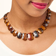 Jay King Sterling Silver Desert Sunset Stone Necklace 18" Australia .925