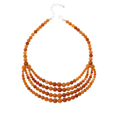 Jay King Sterling Silver Apricot Carnelian Bead Necklace 18" .925 Multistrand