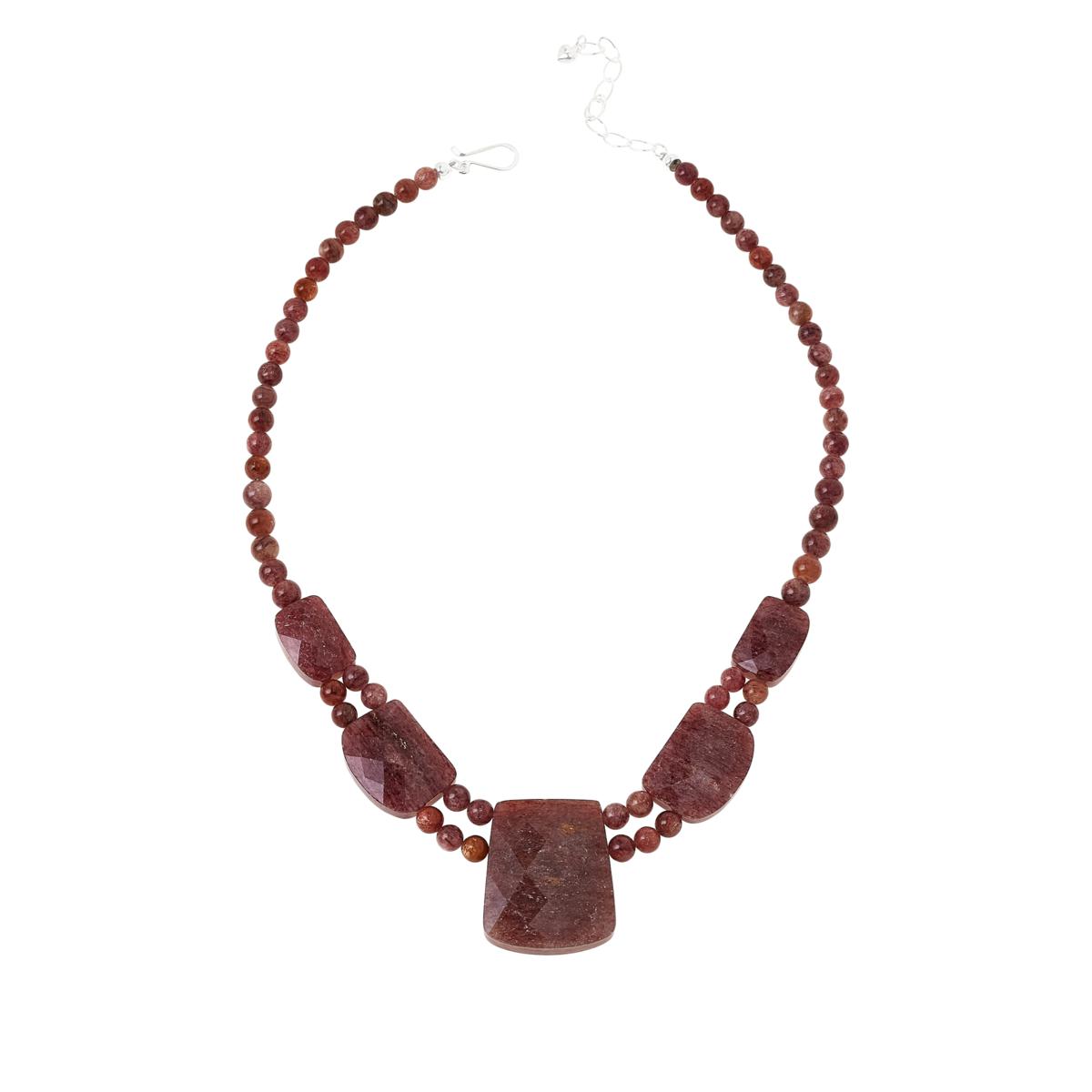 Jay King Strawberry Quartzite Sterling Silver Necklace Pink Nigeria .925