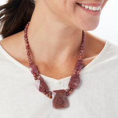 Jay King Strawberry Quartzite Sterling Silver Necklace Pink Nigeria .925