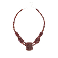 Jay King Strawberry Quartzite Sterling Silver Necklace Pink Nigeria .925