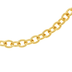 Soave Oro 14K Electroform Oval Link T-Bar Necklace 28" Gold CZ Accent