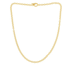 Soave Oro 14K Electroform Oval Link T-Bar Necklace 28" Gold CZ Accent