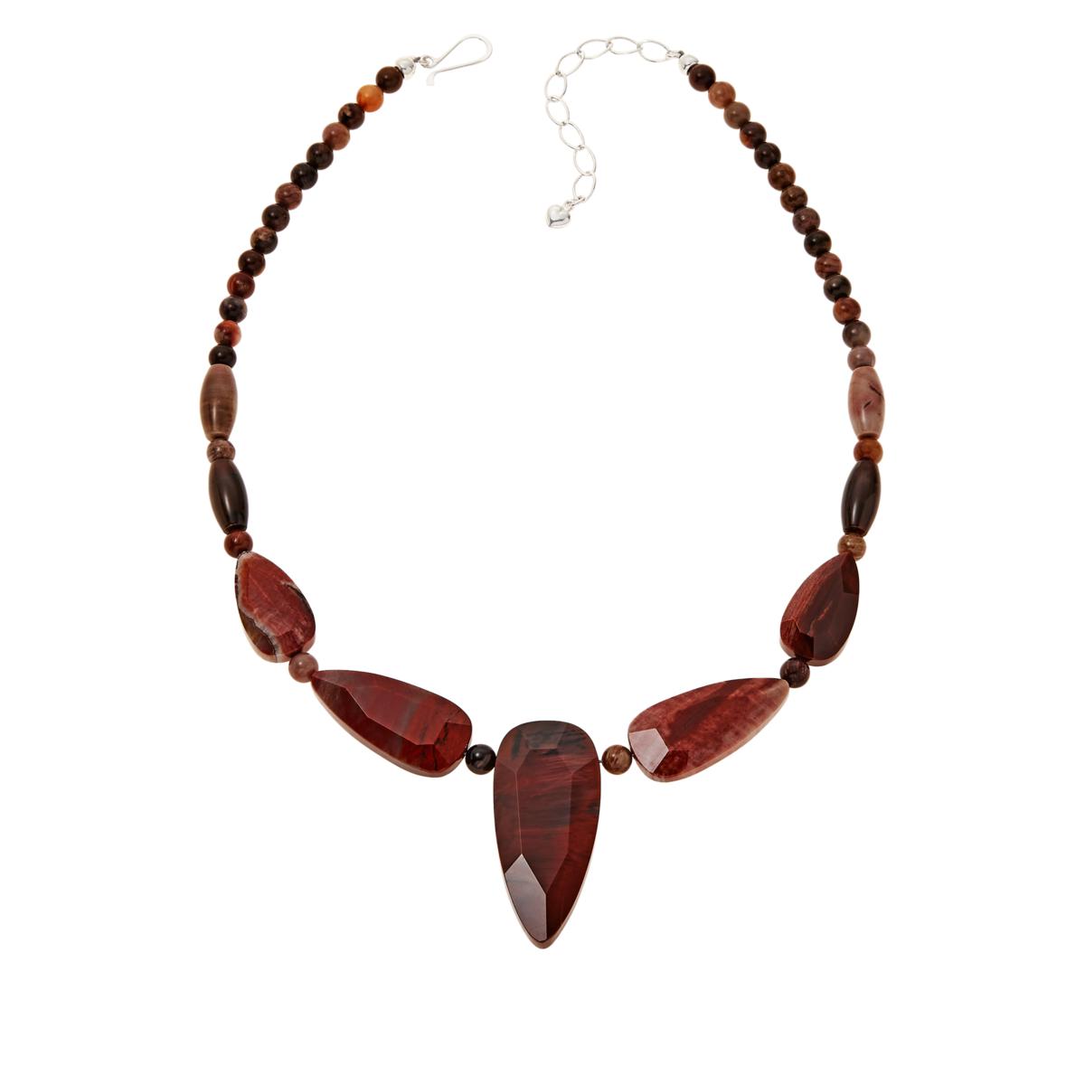 Jay King Sterling Silver Multicolor Petrified Wood Necklace 18" .925