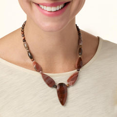 Jay King Sterling Silver Multicolor Petrified Wood Necklace 18" .925