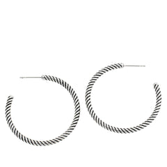 Stately Steel 40mm Twisted Oxidized Hoop Earrings
