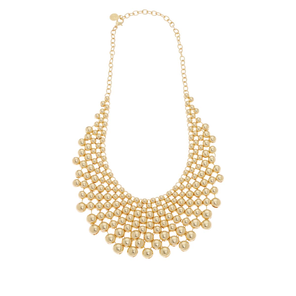 R.J. Graziano “Plush Life” Beaded Collar Necklace – Goldtone