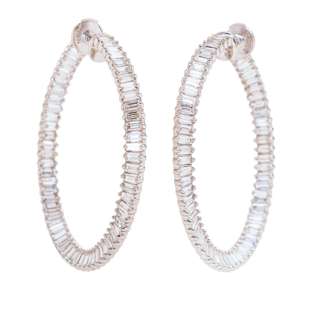 Made by Malyia 14K White Gold Dancing Wave Twist Hoop Earrings | 1.5 CTTW