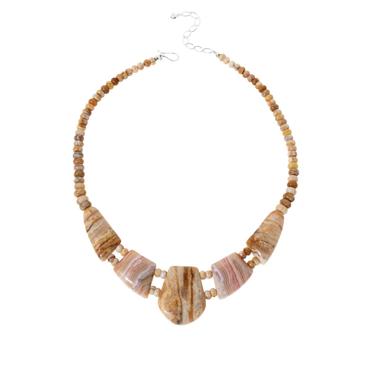 Jay King Sterling Silver Multicolor Banded Agate Necklace 18" Indonesia