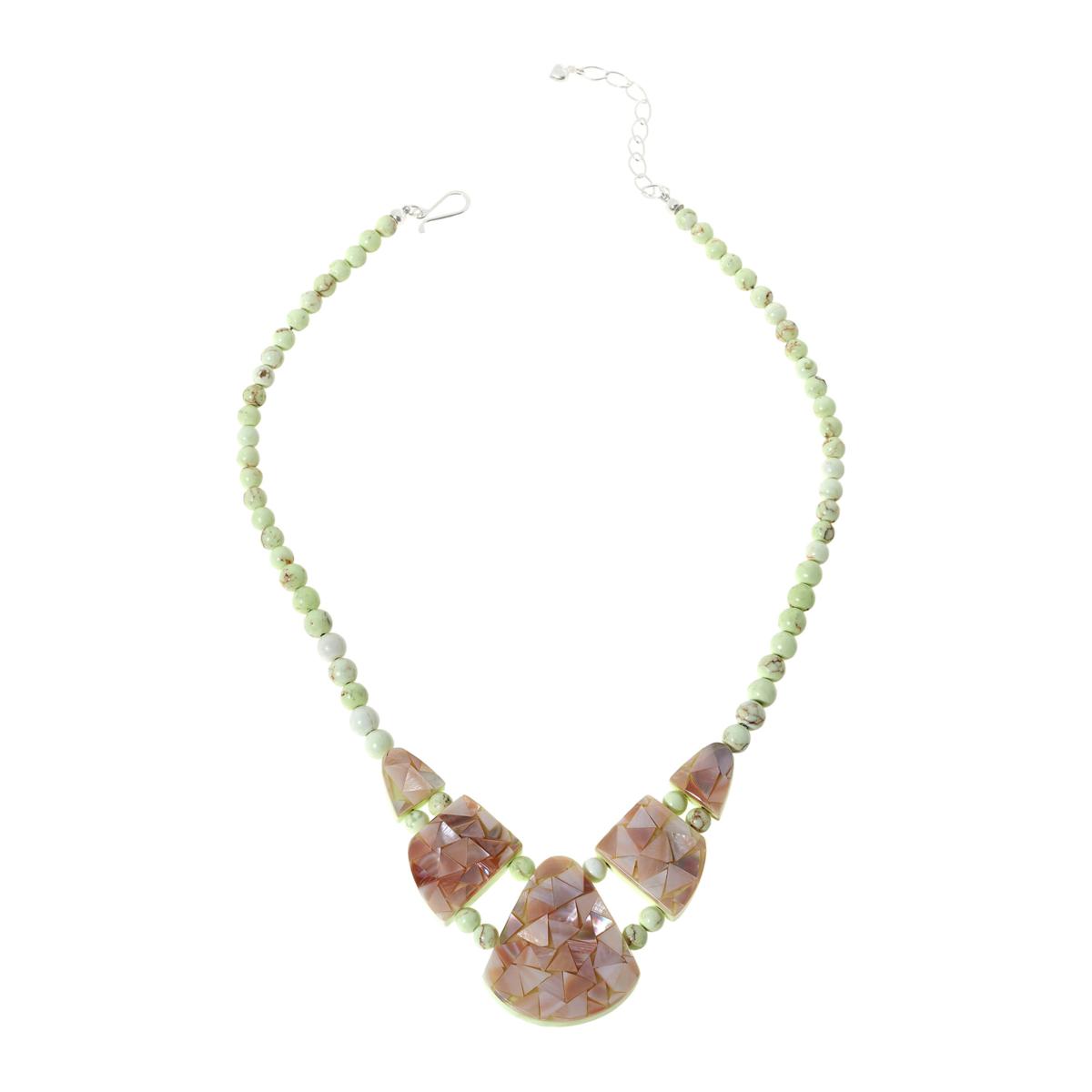 Jay King Yellow Meadow Stone Bluefer Shell Inlay Reversible Necklace