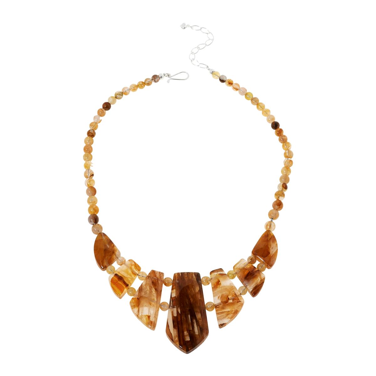 Jay King Sterling Silver Yellow Quartz Necklace 18" Madagascar Stones