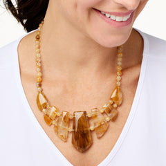 Jay King Sterling Silver Yellow Quartz Necklace 18" Madagascar Stones