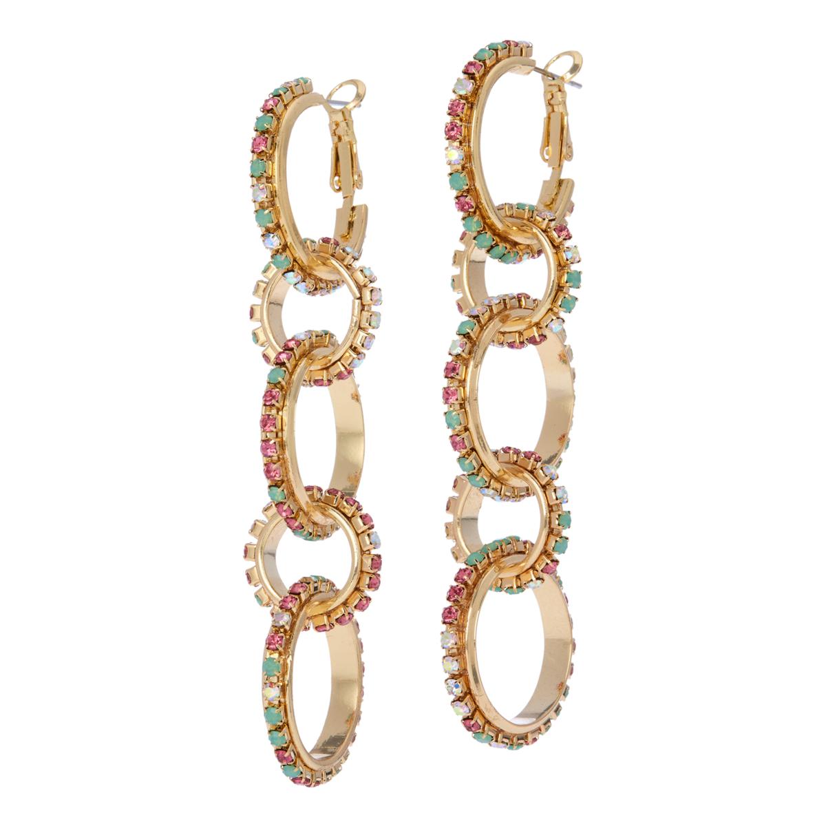 R.J. Graziano Goldtone Crystal Multi-Link Drop Earrings, 3-1/2"