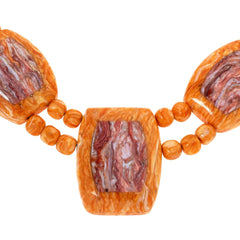 Jay King Sterling Silver Orange Red Spiny Oyster Shell Necklace 18" .925