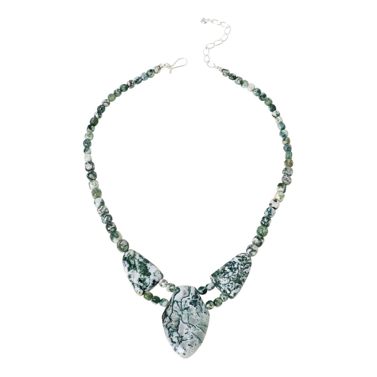 Jay King Sterling Silver Multicolor Moss Agate Necklace 18" .925