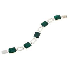 Jay King Sterling Silver Malachite Black Chalcedony Reversible Link Bracelet