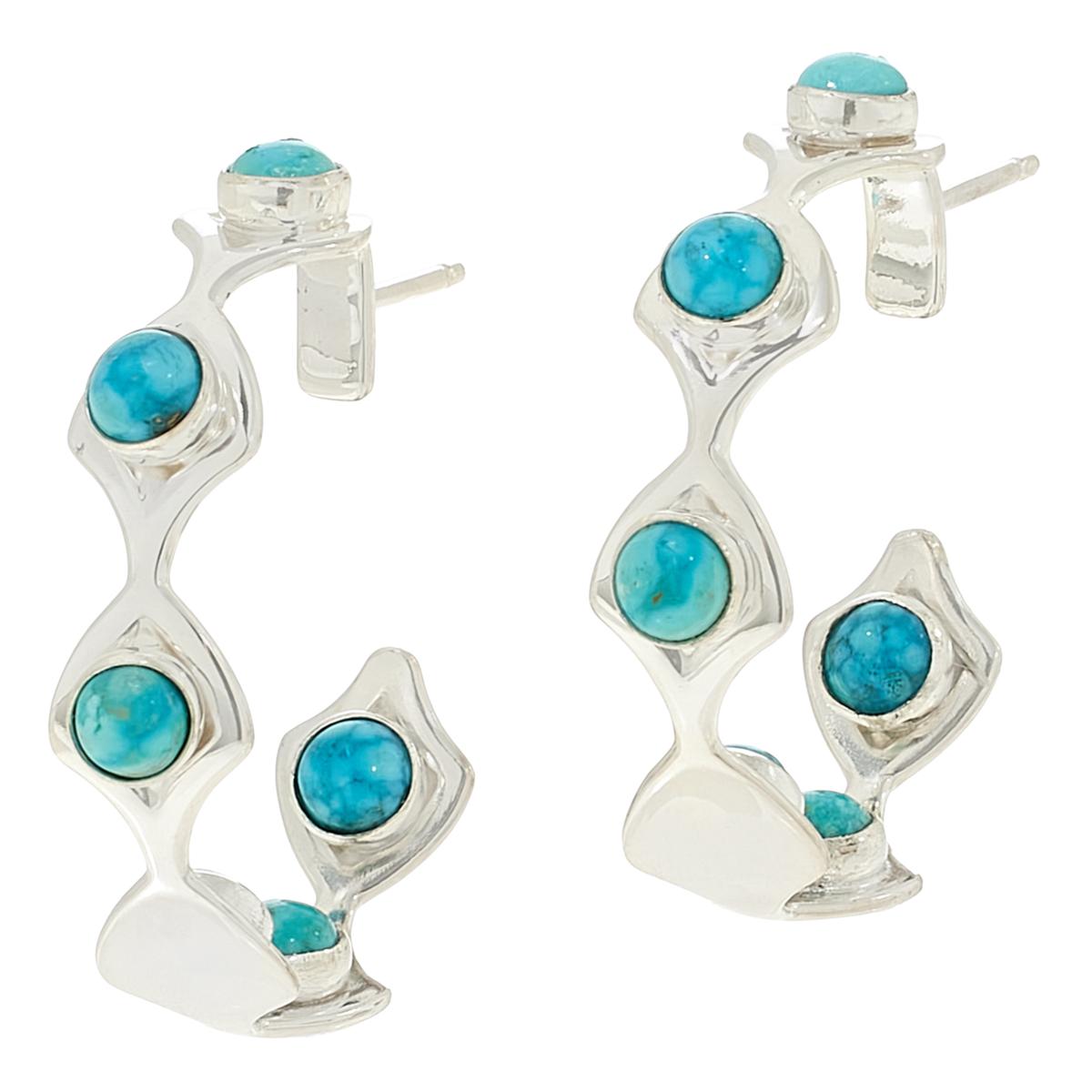 Jay King Sterling Silver Kingman Turquoise Inside Outside Hoop Earrings
