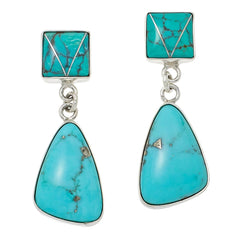 Jay King 925 Sterling Silver Campitos & Hubei Turquoise Drop Earrings