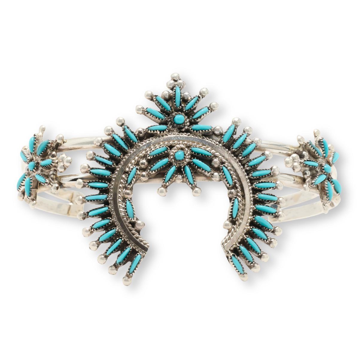 Chaco Canyon Zuni Sleeping Beauty Turquoise Needlepoint Cuff Bracelet