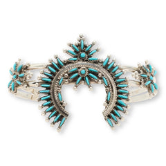 Chaco Canyon Zuni Sleeping Beauty Turquoise Needlepoint Cuff Bracelet