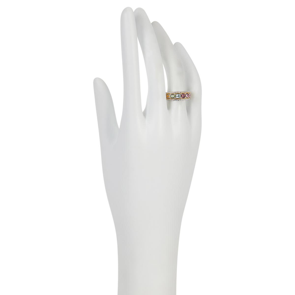 Anillo de plata de ley con turmalina multicolor de Gems By Michael, talla 7