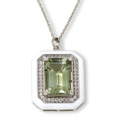Colleen Lopez Green Prasiolite & White Zircon 20" Pendant Necklace