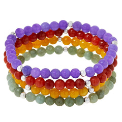 Jade of Yesteryear Set of Four Jade Bead Stretch Bracelets