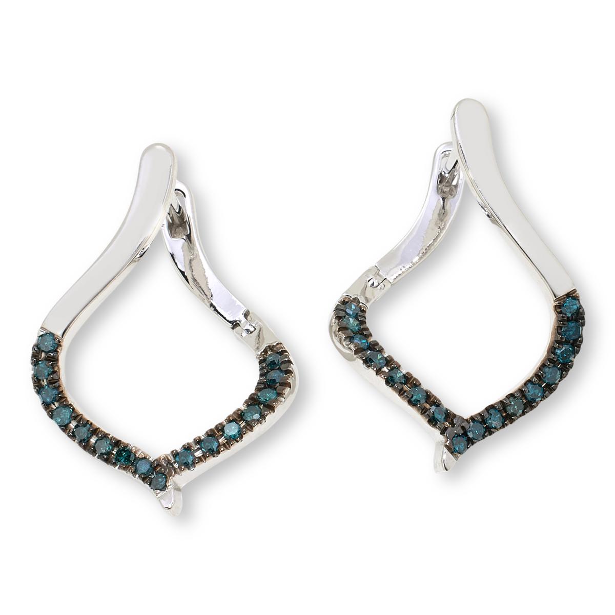 Colleen Lopez Sterling Silver 1/4ctw Blue Diamond Forward-Facing Earrings