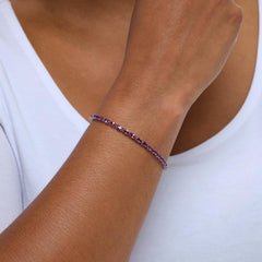 Colleen Lopez Sterling Silver Oval Garnet Gemstone Tennis Bracelet, 6-1/4"