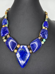 Jay King Sterling Silver Reversible Turquoise & Lapis Necklace 18¼”