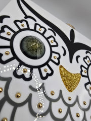 Rara Avis by Iris Apfel Bold White and Black Owl Clutch, Resin