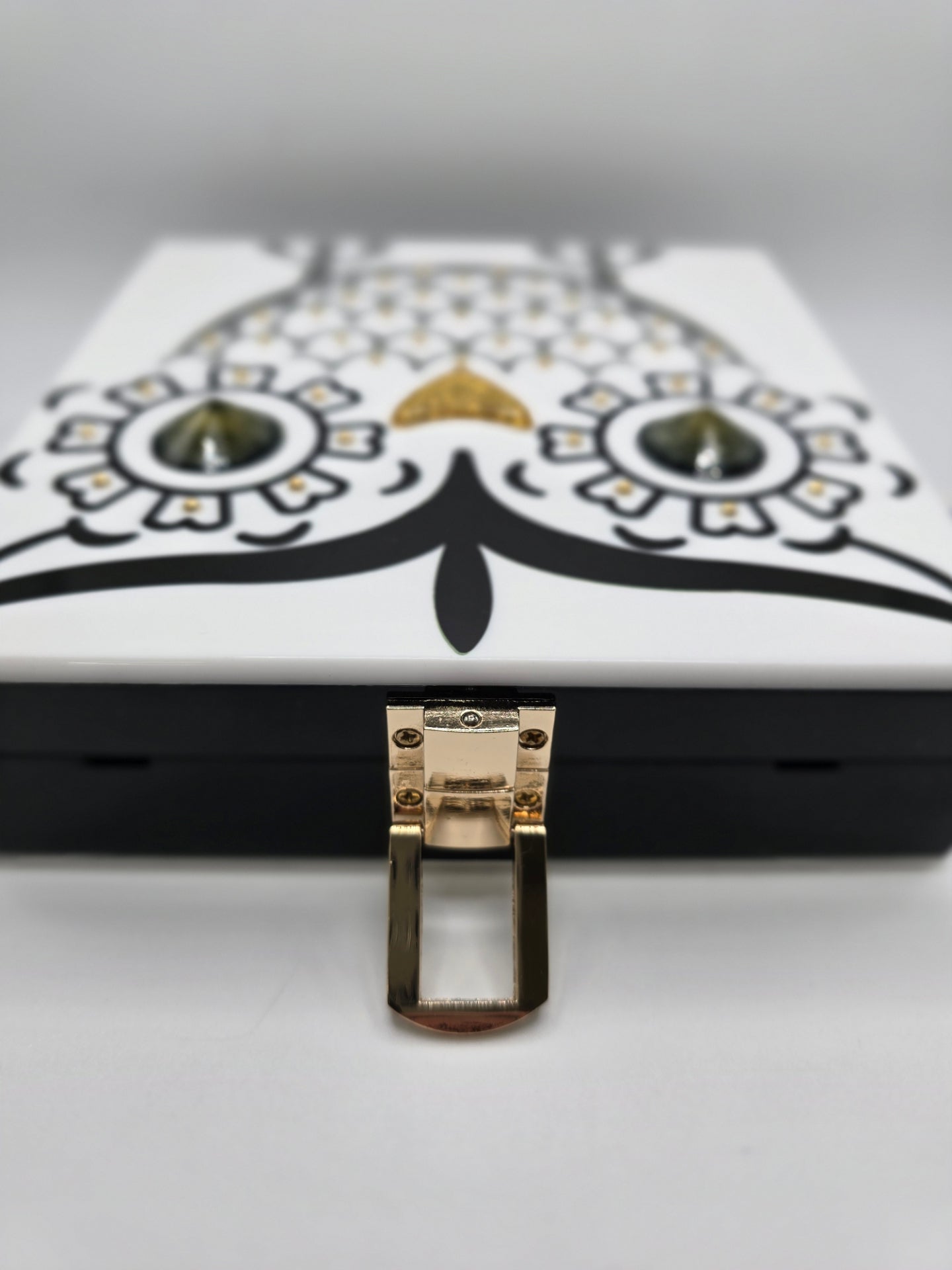 Rara Avis by Iris Apfel Bold White and Black Owl Clutch, Resin