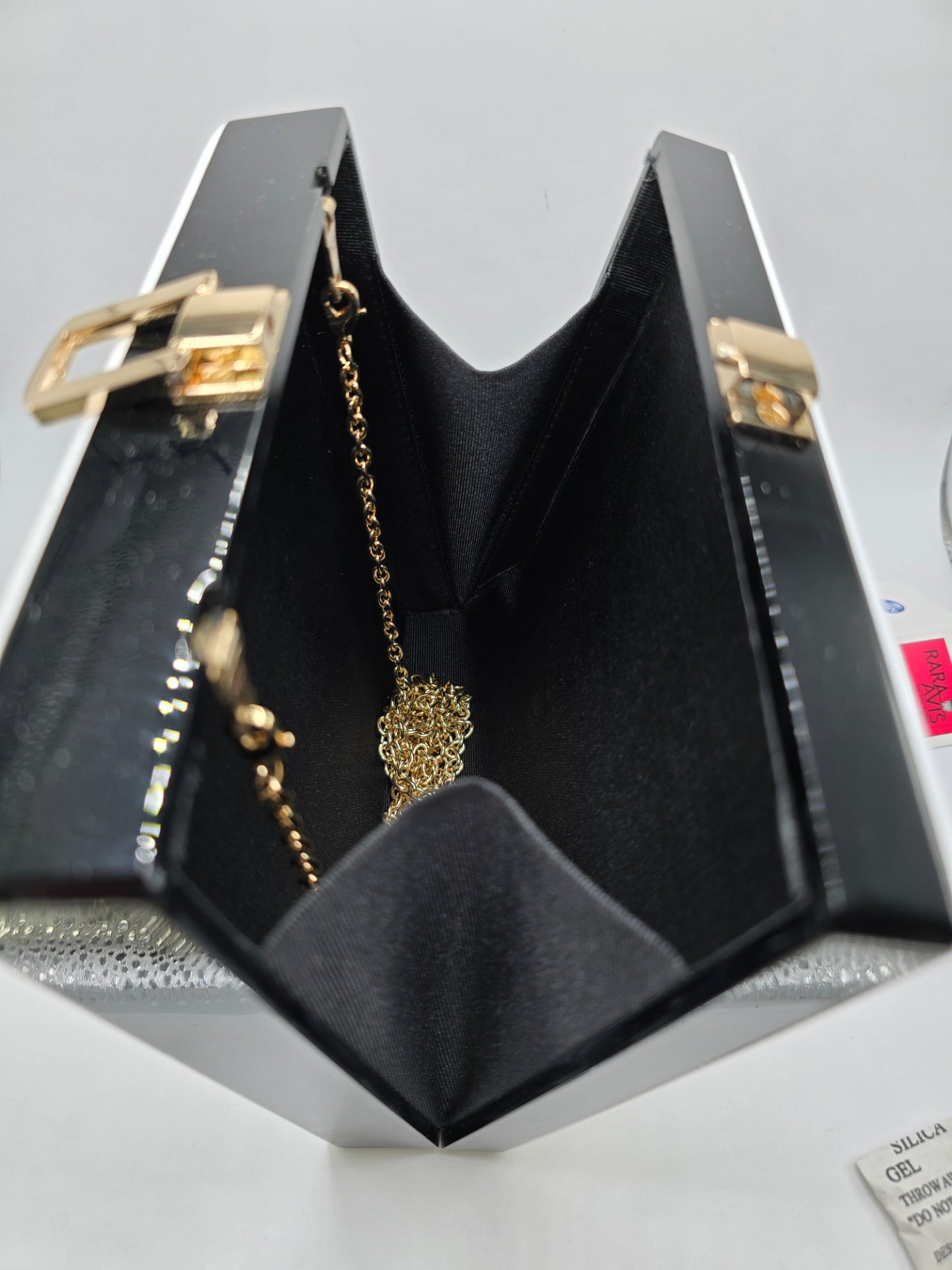 Rara Avis by Iris Apfel Bold White and Black Owl Clutch, Resin
