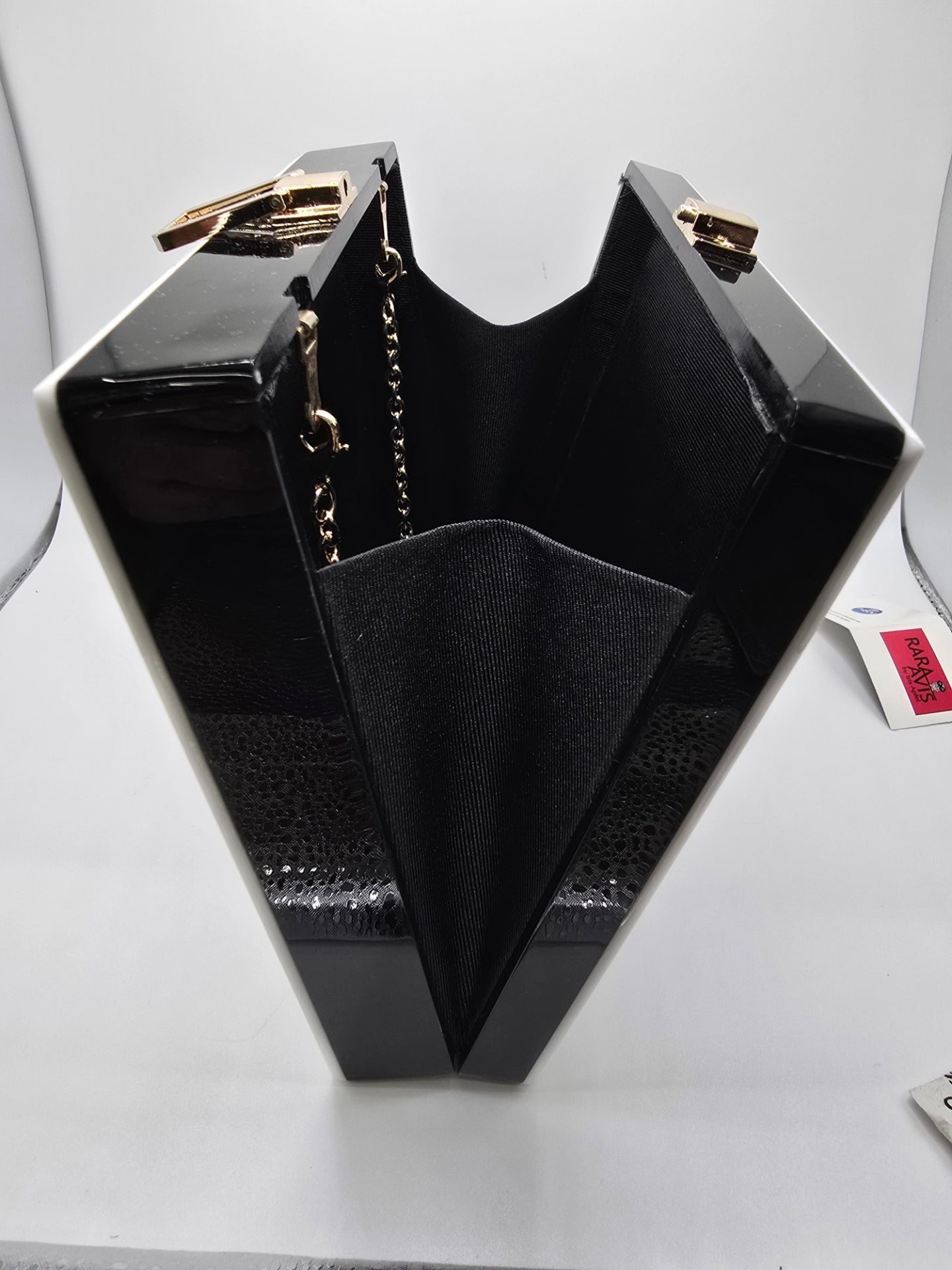 Rara Avis by Iris Apfel Bold White and Black Owl Clutch, Resin