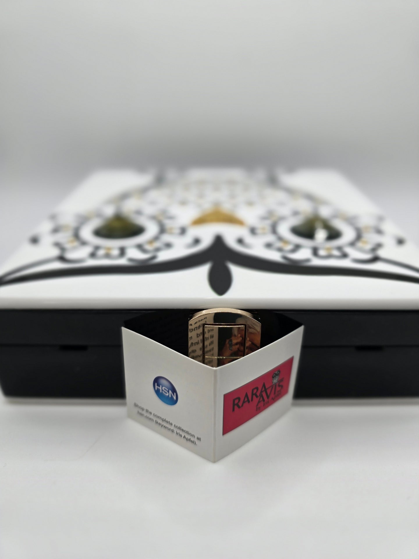 Rara Avis by Iris Apfel Bold White and Black Owl Clutch, Resin