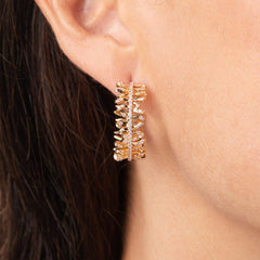 Doris Panos GoldPlated Sterling Silver Medusa CZ Hoop Earrings