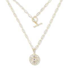 Heidi Daus Compass & Dog Tag 2-Piece Chain & Beaded Necklace Set – Black