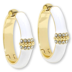 Heidi Daus "Slim Pickens" Pavé Crystal Accent Hoop Earrings, White