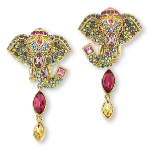 Heidi Daus "Ravishing Rapture" Elephant Earrings, Omega Backs
